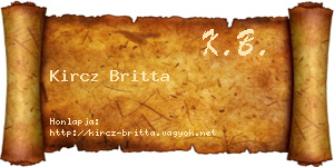 Kircz Britta névjegykártya